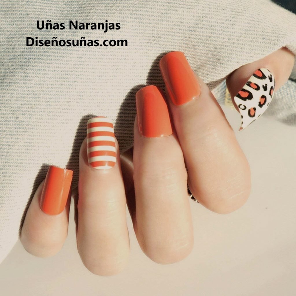 ejemplos de diseños de uñas naranjas elegantes y bonitos