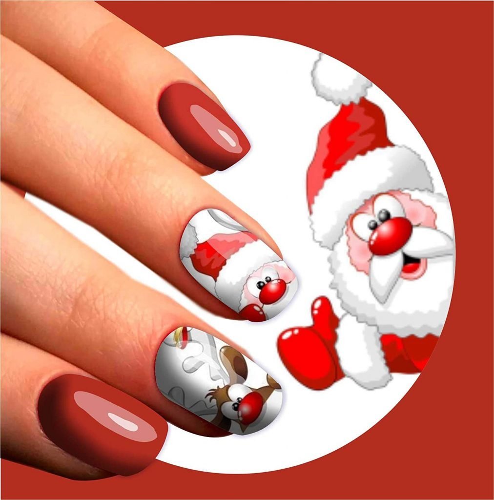 Uñas con diseño de papá noel