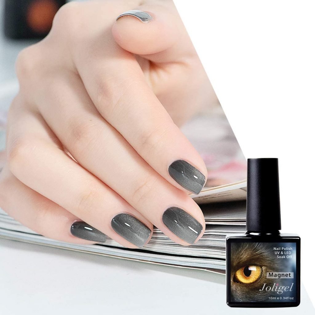 Purpurina Manicura Semipermanente Ojo de Gato Nail Art Diseño Uñas para Otoño Invierno