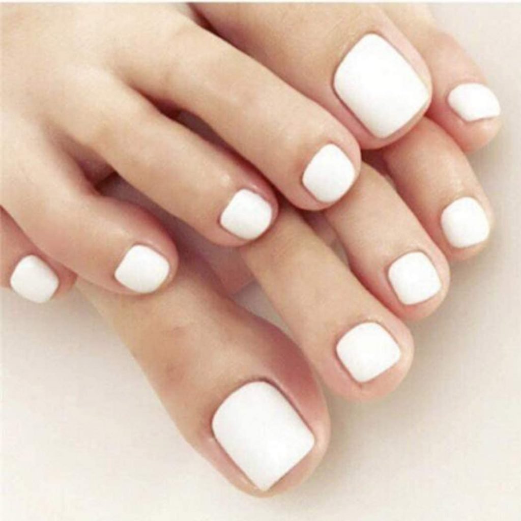 Uñas postizas blancas Pies falsos cortos blancos Uñas brillantes Color puro