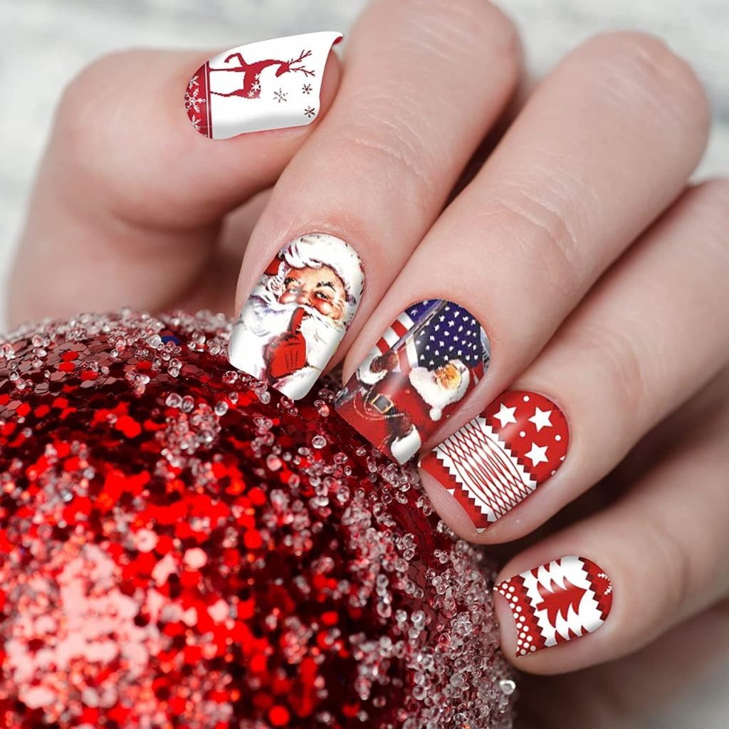 hojas de calcomanías de Navidad para arte de uñas, calcomanías de transferencia de agua, plantillas para mujeres y niñas, manicura para salón de uñas 2