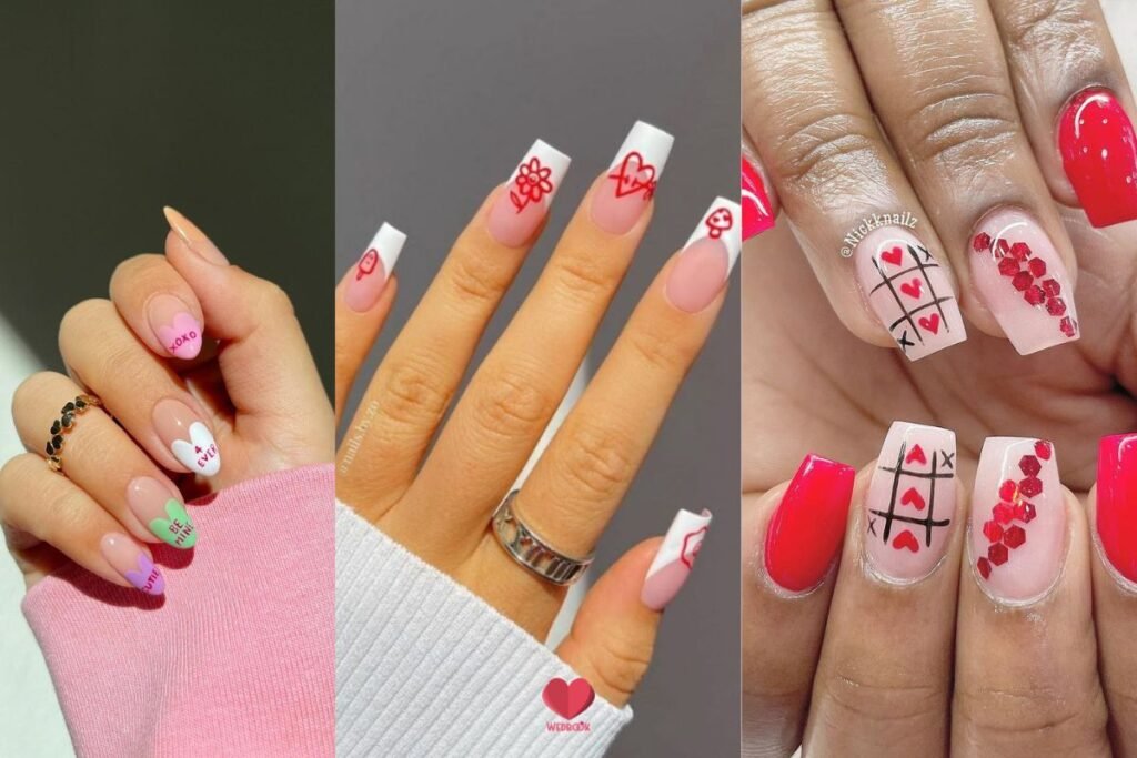 Uñas acrílicas Para Día de San Valentín 2023